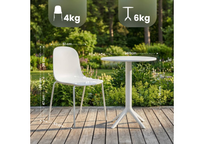 Ensemble de mobilier de jardin Torin avec 2 chaises blanc