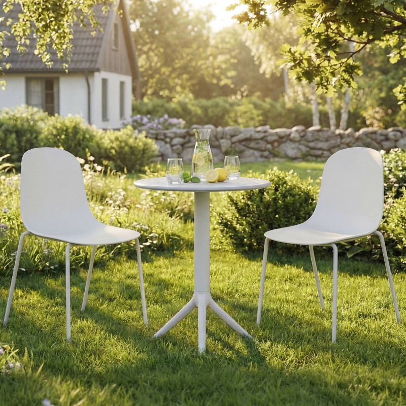 Ensemble de mobilier de jardin Torin avec 2 chaises blanc
