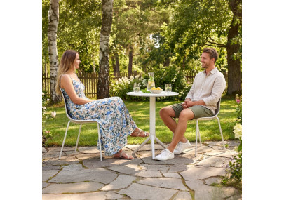 Ensemble de mobilier de jardin Torin avec 2 chaises blanc