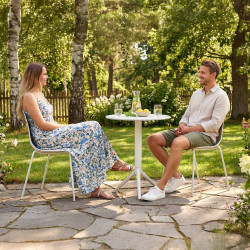 Ensemble de mobilier de jardin Torin avec 2 chaises blanc