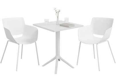 Ensemble de mobilier de jardin Norva avec 2 chaises blanc
