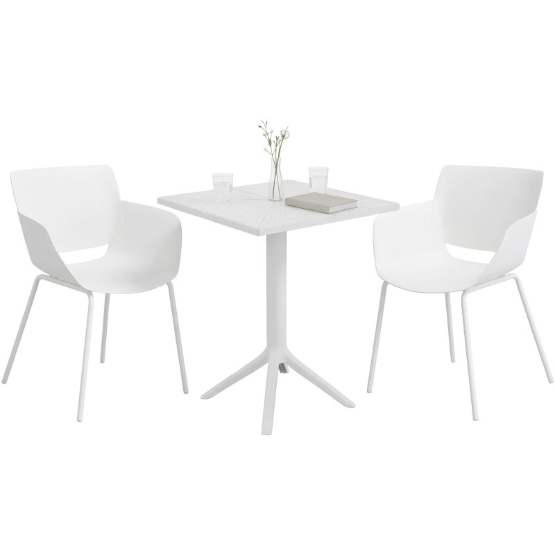 Ensemble de mobilier de jardin Norva avec 2 chaises blanc