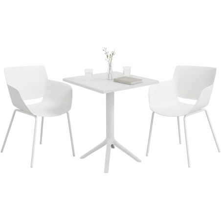 Ensemble de mobilier de jardin Norva avec 2 chaises blanc