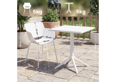 Ensemble de mobilier de jardin Norva avec 2 chaises blanc