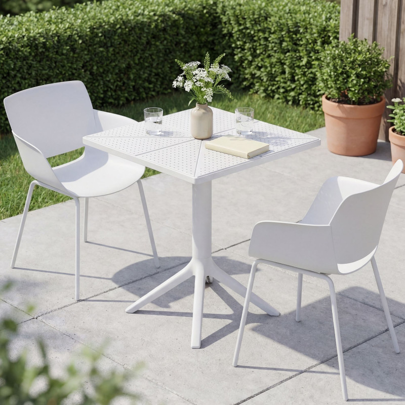 Ensemble de mobilier de jardin Norva avec 2 chaises blanc