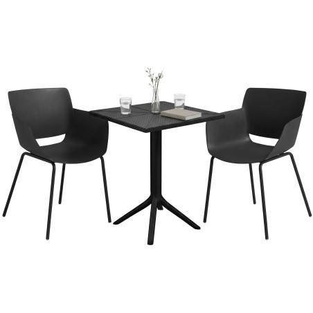 Ensemble de mobilier de jardin Norva avec 2 chaises noir