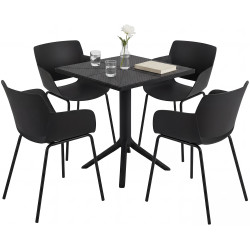 Ensemble de mobilier de jardin Norva avec 4 chaises noir