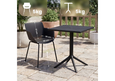 Ensemble de mobilier de jardin Norva avec 4 chaises noir