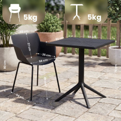 Ensemble de mobilier de jardin Norva avec 4 chaises noir