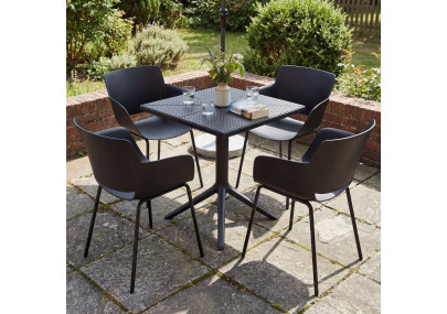 Ensemble de mobilier de jardin Norva avec 4 chaises noir
