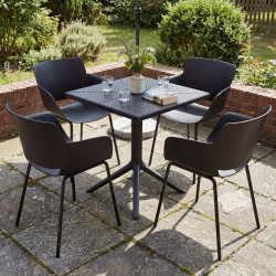 Ensemble de mobilier de jardin Norva avec 4 chaises noir