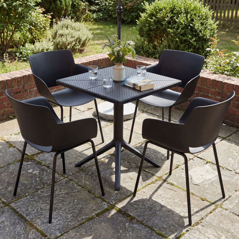 Ensemble de mobilier de jardin Norva avec 4 chaises noir