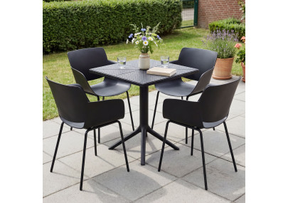 Ensemble de mobilier de jardin Norva avec 4 chaises noir