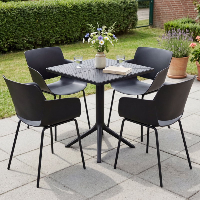 Ensemble de mobilier de jardin Norva avec 4 chaises noir