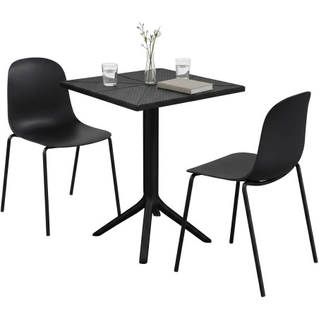 Ensemble de mobilier de jardin Nerra avec 2 chaises noir