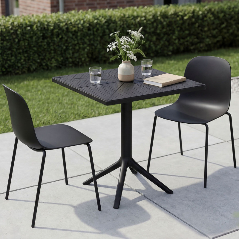 Ensemble de mobilier de jardin Nerra avec 2 chaises noir