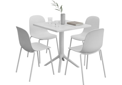Ensemble de mobilier de jardin Nerra avec 4 chaises blanc