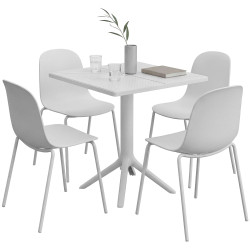 Ensemble de mobilier de jardin Nerra avec 4 chaises blanc