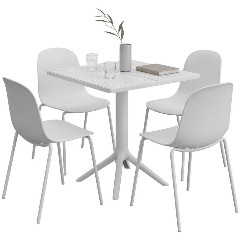 Ensemble de mobilier de jardin Nerra avec 4 chaises blanc