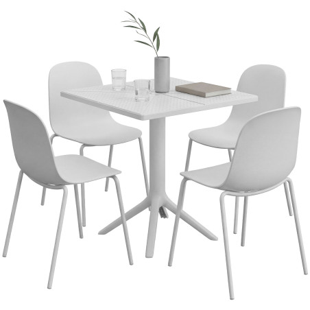 Ensemble de mobilier de jardin Nerra avec 4 chaises blanc