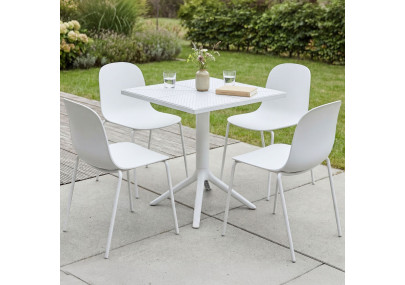 Ensemble de mobilier de jardin Nerra avec 4 chaises blanc