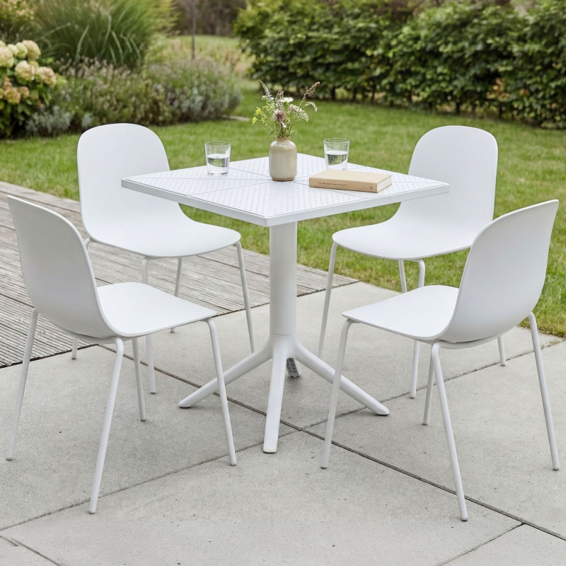 Ensemble de mobilier de jardin Nerra avec 4 chaises blanc