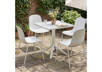 Ensemble de mobilier de jardin Nerra avec 4 chaises blanc