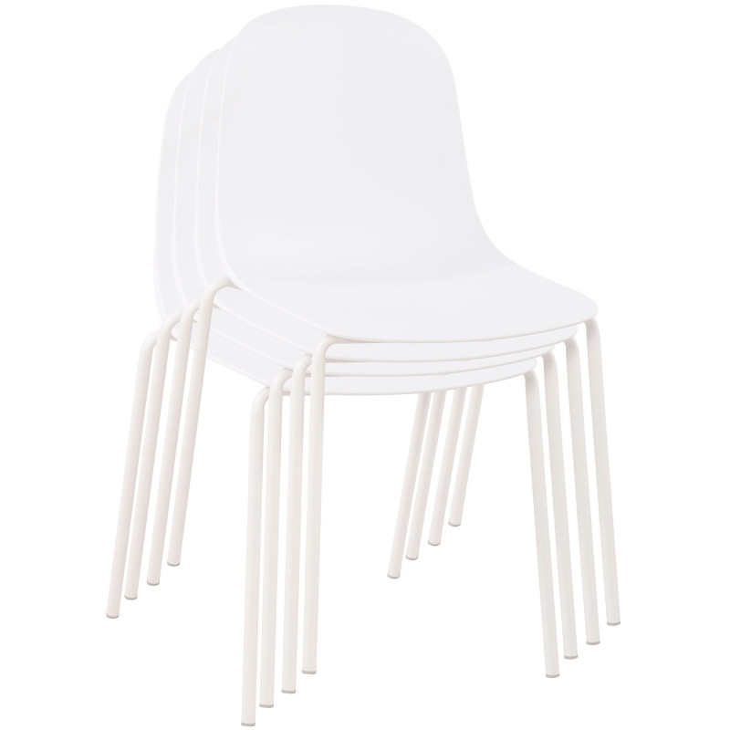 Ensemble de mobilier de jardin Nerra avec 4 chaises blanc