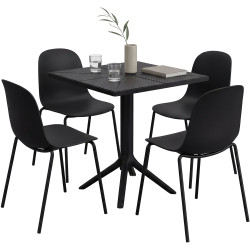 Ensemble de mobilier de jardin Nerra avec 4 chaises noir