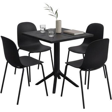 Ensemble de mobilier de jardin Nerra avec 4 chaises noir