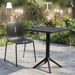 Ensemble de mobilier de jardin Nerra avec 4 chaises noir