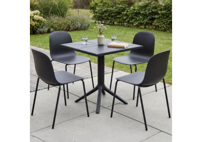 Ensemble de mobilier de jardin Nerra avec 4 chaises noir