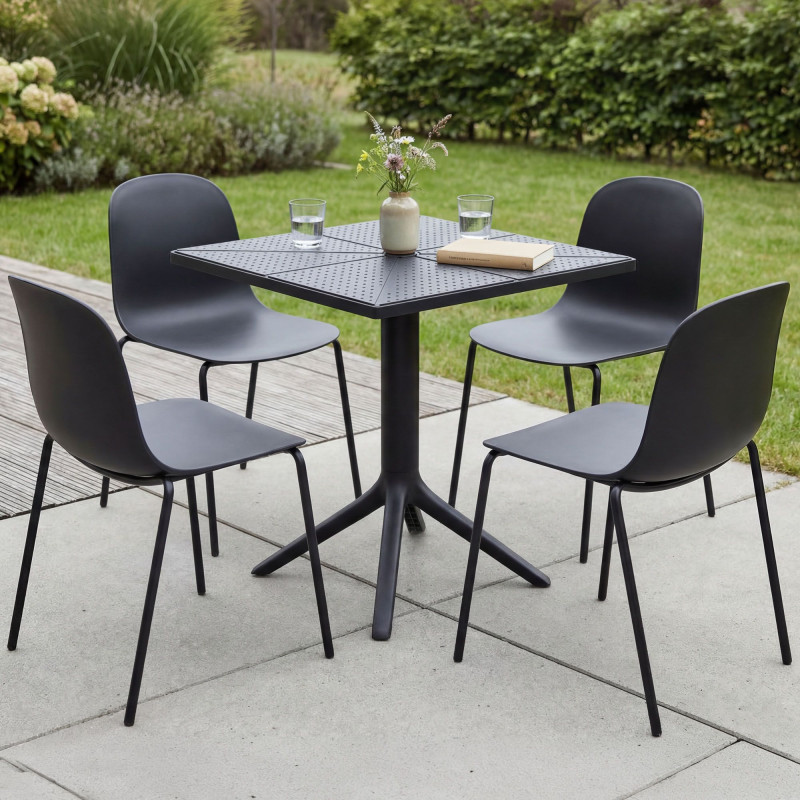 Ensemble de mobilier de jardin Nerra avec 4 chaises noir
