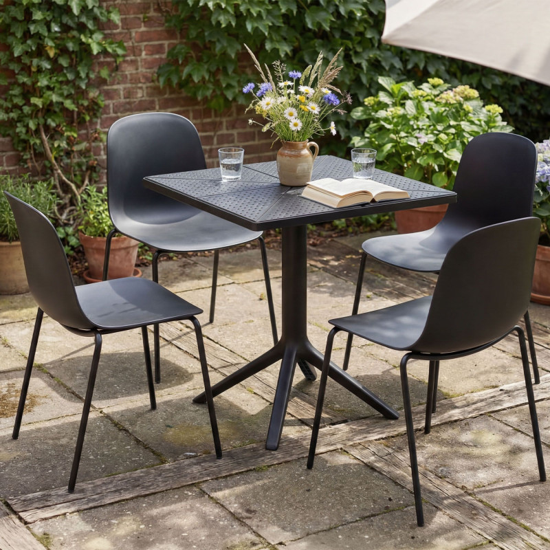 Ensemble de mobilier de jardin Nerra avec 4 chaises noir