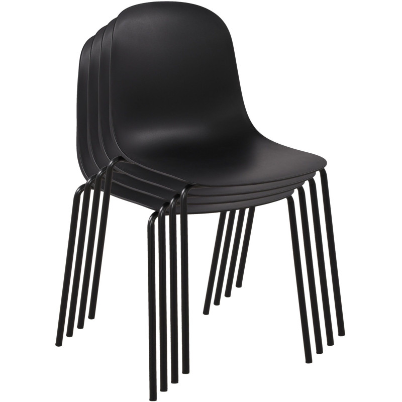 Ensemble de mobilier de jardin Nerra avec 4 chaises noir