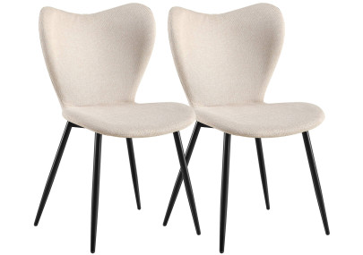 Ensemble de 2 chaises de salle à manger en tissu Maika crème