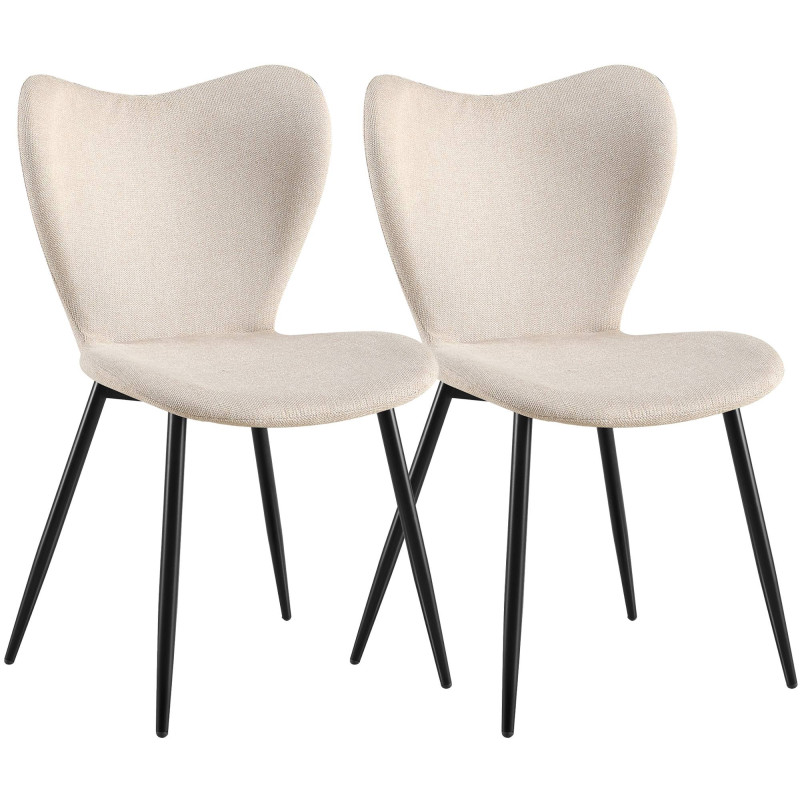 Ensemble de 2 chaises de salle à manger en tissu Maika crème
