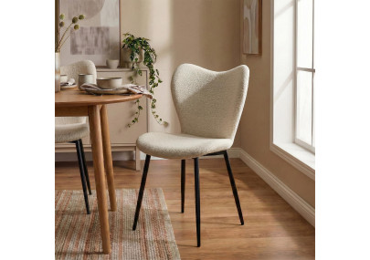 Ensemble de 2 chaises de salle à manger en tissu Maika crème