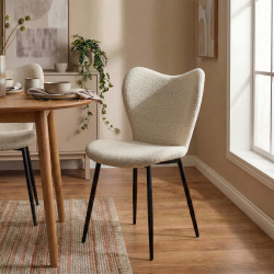 Ensemble de 2 chaises de salle à manger en tissu Maika crème