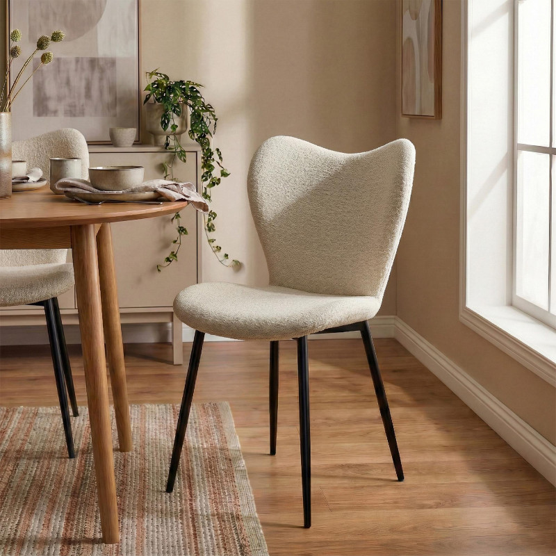 Ensemble de 2 chaises de salle à manger en tissu Maika crème