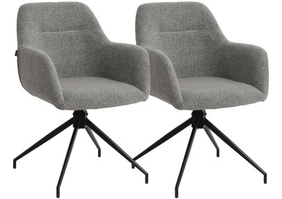 Ensemble de 2 chaises de salle à manger Merlinda en tissu Teddy gris