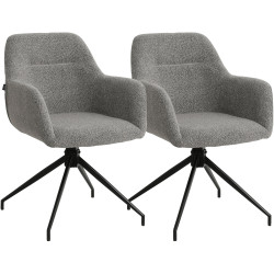 Ensemble de 2 chaises de salle à manger Merlinda en tissu Teddy gris