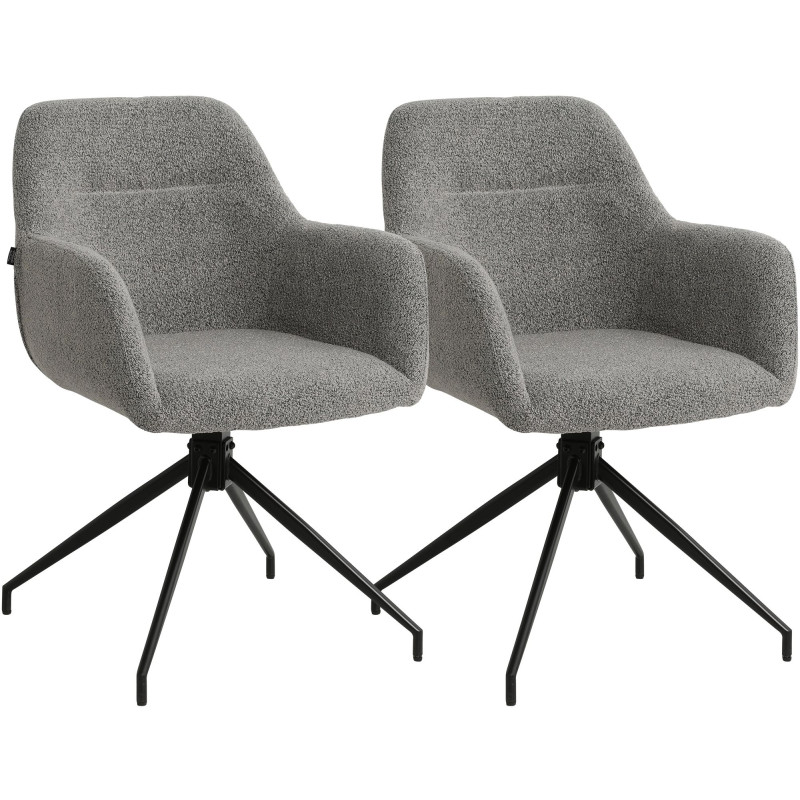 Ensemble de 2 chaises de salle à manger Merlinda en tissu Teddy gris
