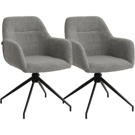 Ensemble de 2 chaises de salle à manger Merlinda en tissu Teddy gris