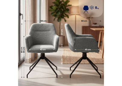 Ensemble de 2 chaises de salle à manger Merlinda en tissu Teddy gris
