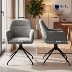 Ensemble de 2 chaises de salle à manger Merlinda en tissu Teddy gris