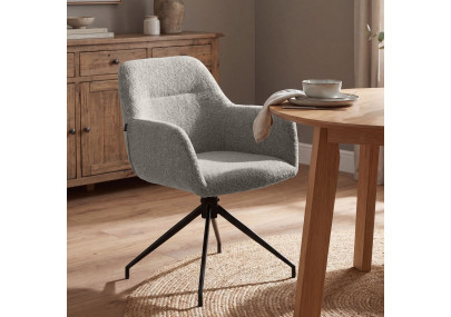Ensemble de 2 chaises de salle à manger Merlinda en tissu Teddy gris