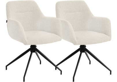 Ensemble de 2 chaises de salle à manger Merlinda en tissu Teddy crème