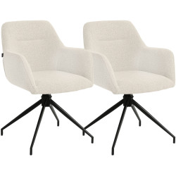 Ensemble de 2 chaises de salle à manger Merlinda en tissu Teddy crème