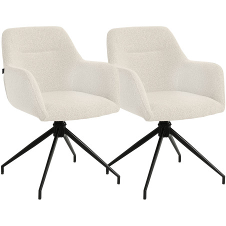 Ensemble de 2 chaises de salle à manger Merlinda en tissu Teddy crème